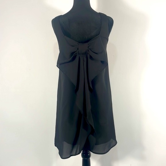 Miami Black Back Bow Dress, Small, Sheer with slip,mini, little black dress - Picture 2 of 10